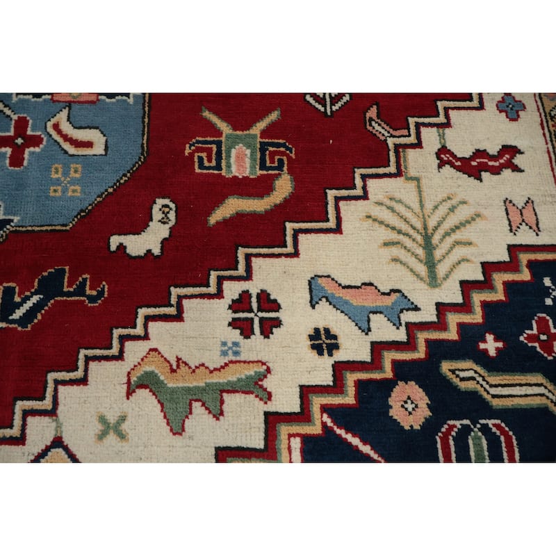 Hand Knotted Oriental 100% Wool Carpet Traditional Medallion Red Heriz (serapi) Area Rug - 9' 8'' X 7' 9''