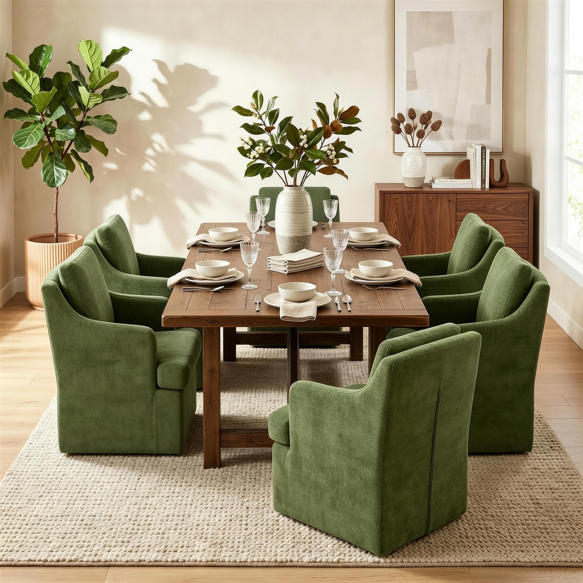 Modern Dining Chair with Casters for Dining Room