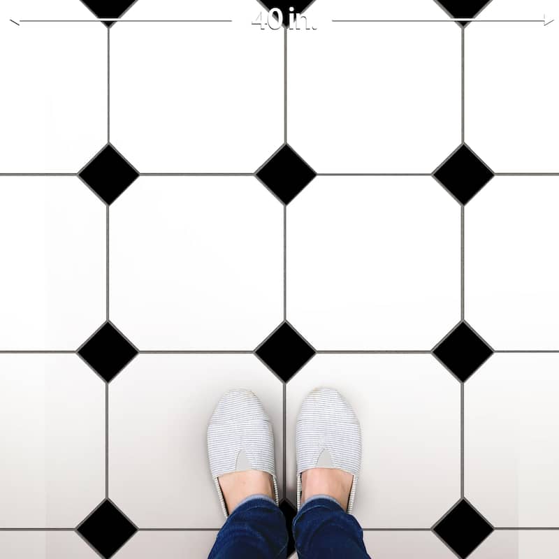 Merola Tile Monocolor Octagon Alaska with Taco Nero 12-1/4" x 12-1/4" Ceramic Floor and Wall Tile