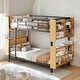 preview thumbnail 2 of 12, Black Metal Twin Over Twin Bunk Bed with Storage Space, Ladder and Full-Length Guardrail
