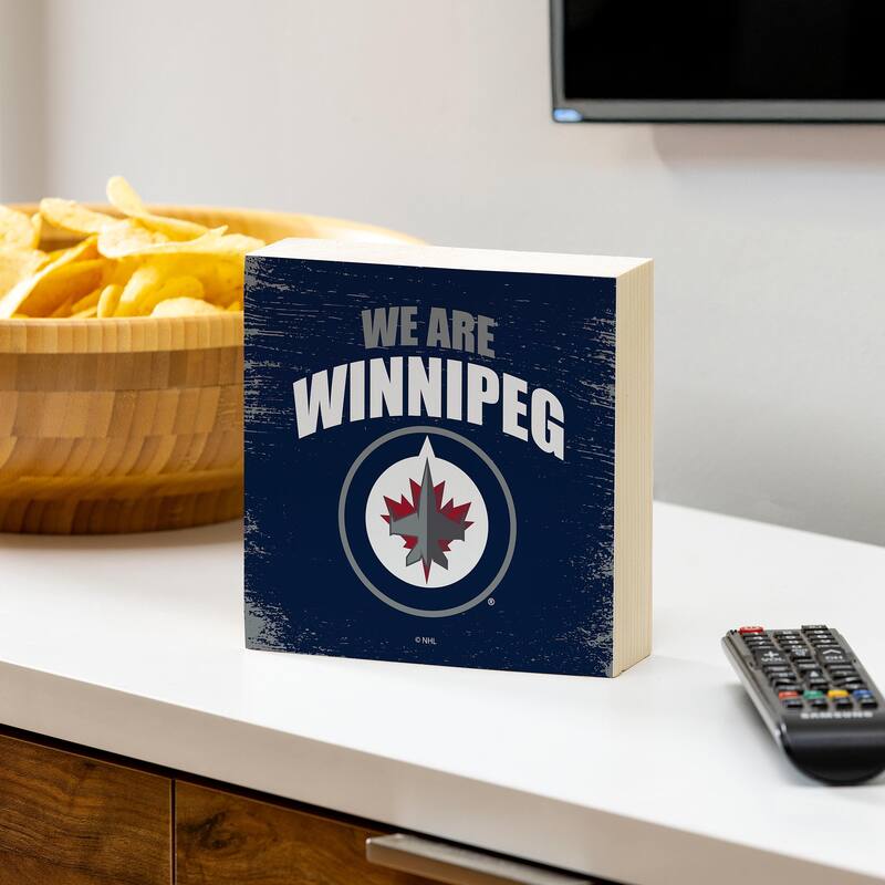 Winnipeg Jets Wooden Tabletop Mantel Shelf Sign - 6" x 6"