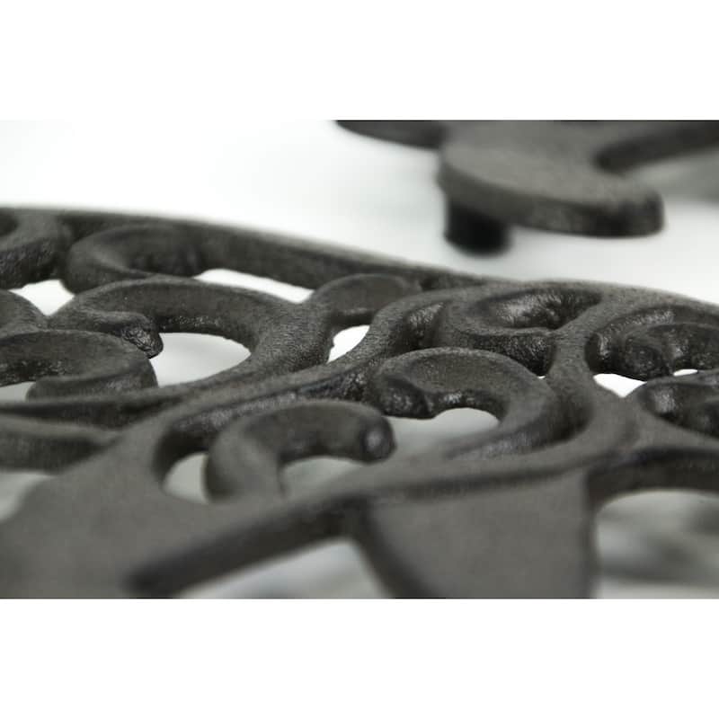 Set Of 2 Black Enamel Cast Iron Bear Kitchen Trivets Lodge Decor - 0.5 X 9 X 6 inches