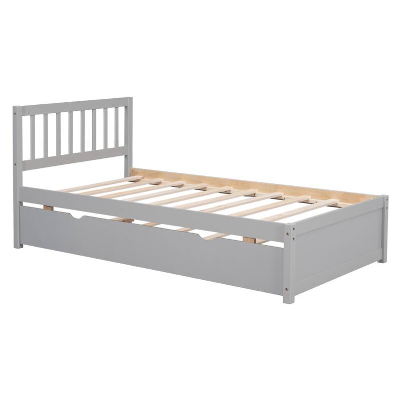 Modern Design Twin Size Platform Bed Frame for All Ages with 2 Drawers,Large Storage Space/Strong Wooden Slats/Non-Slip