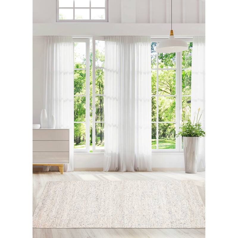 ECARPETGALLERY Braid weave Sienna Cream Wool Rug - 5'1 x 8'2