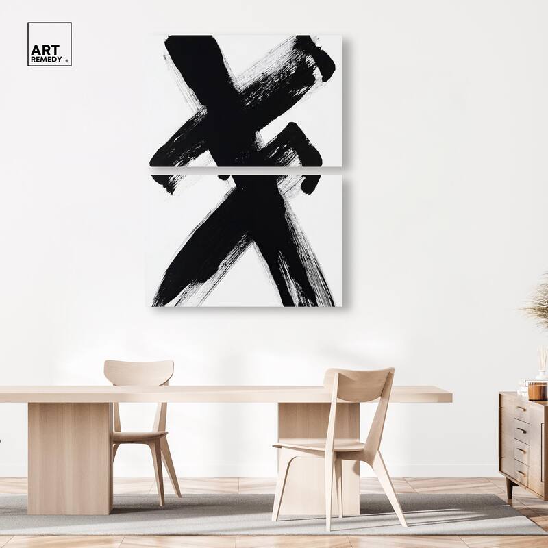 Black X Canvas Set of 2 by Art Remedy, Gallery Wrapped