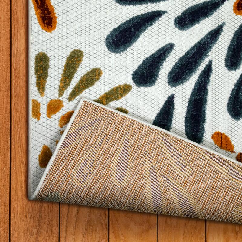 Leick Home Beam Flower Indoor Outdoor Area Rug Rectangle 8'X10' and 2'X8' Runner Combo - 8' x 10'