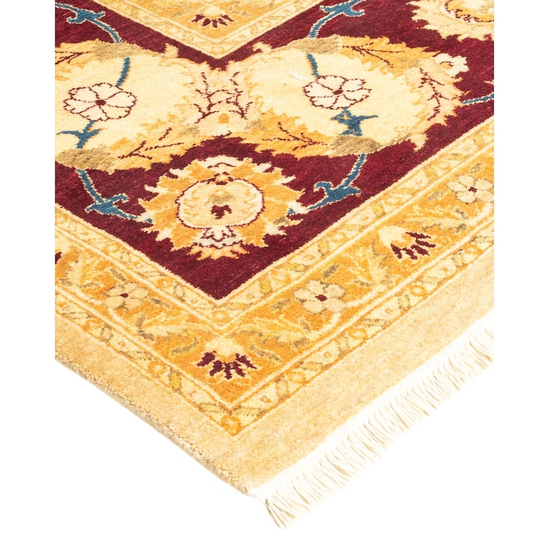 Overton Handknotted Wool Traditional Oriental Yellow Area Rug - 8' x 10'