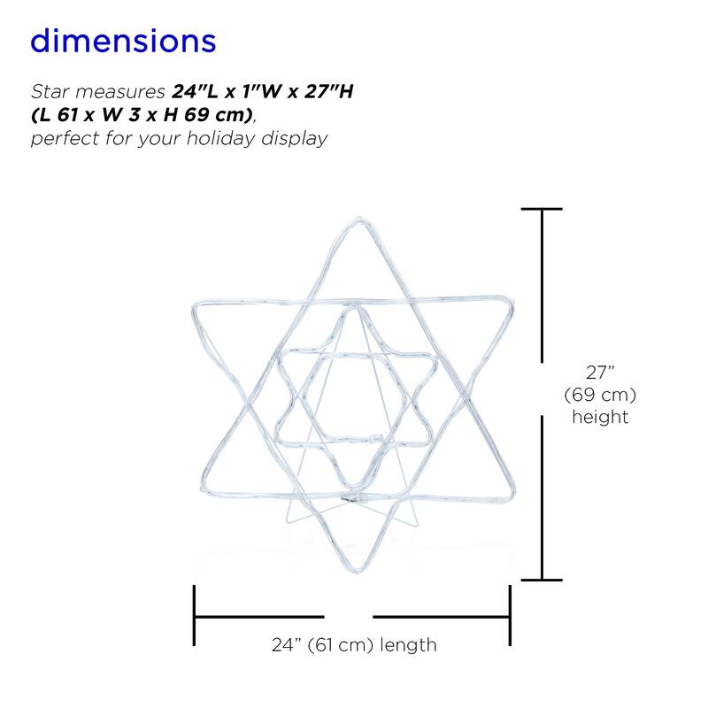 Alpine Corporation Hanukkah Decoration with Blue and White LED Lights