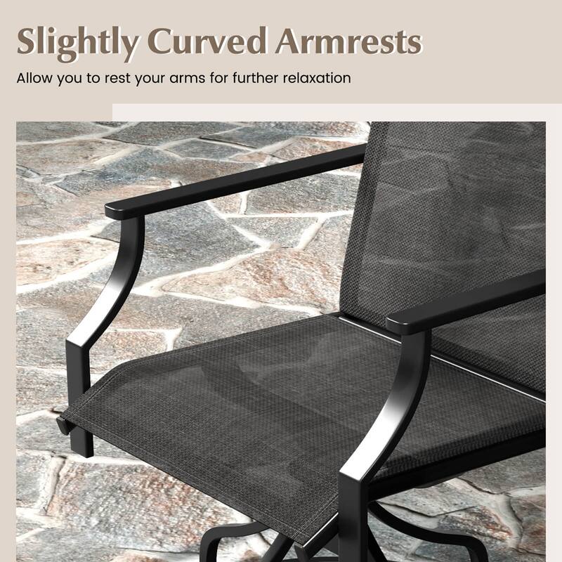 Costway Patio Swivel Dining Chairs Set of 2 with Quick-Drying Fabric - 2 PCS