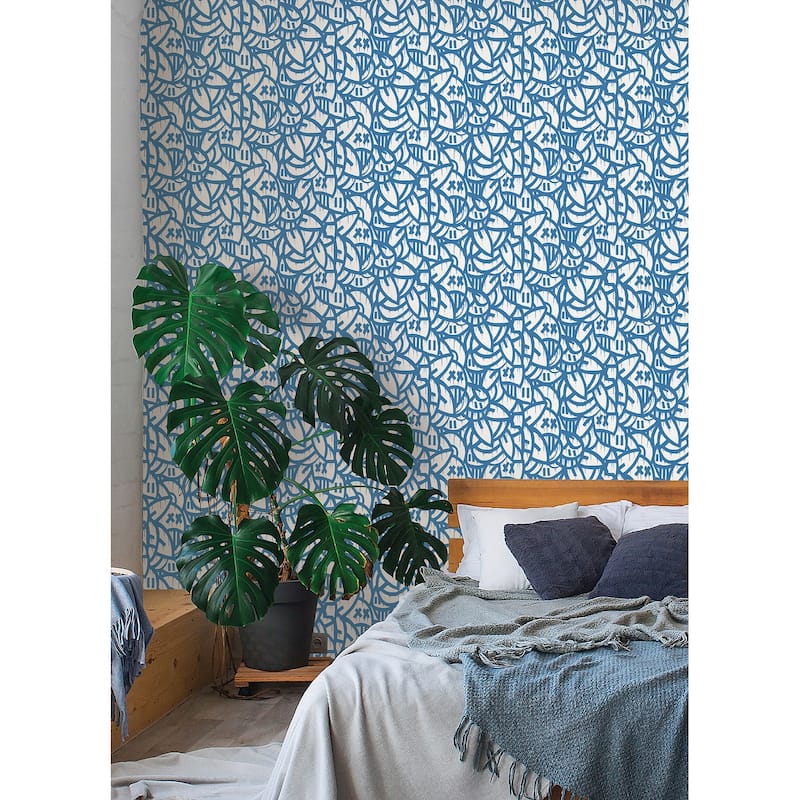 Arm of Casso Blue Bold Arrangements Peel & Stick Wallpaper