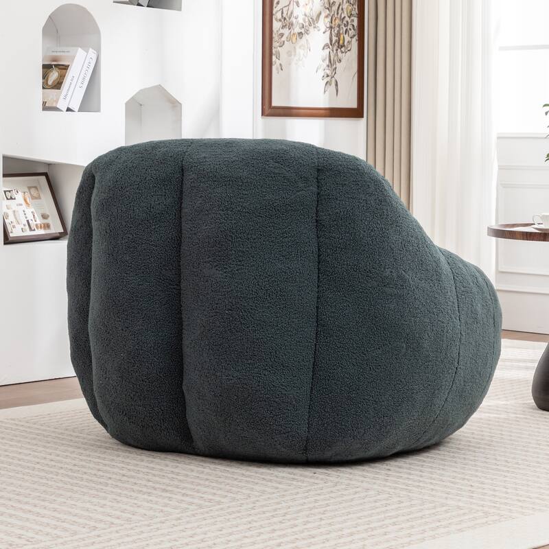 Teddy Tufted Bean Bag Chair, Faux Fur Bean Bag Sofa with Memory Foam, Fluffy Lazy Floor Sofa with Large Armrests