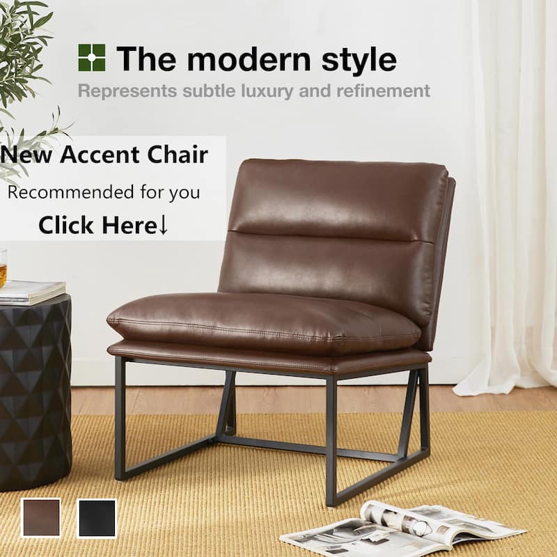 Glitzhome 29.50"W Mid-Century PU Leather Tufted Accent Chair - 29.5"W x 30.5"H x 29.25"D