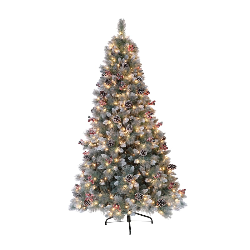Puleo International 7.5' Pre-Lit Sterling Pine Christmas Tree