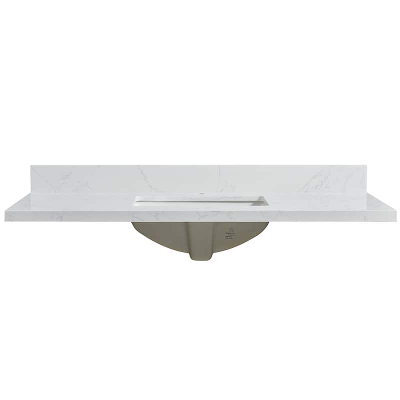 Malaga Composite Stone Vanity Top with White Rectangular Sink