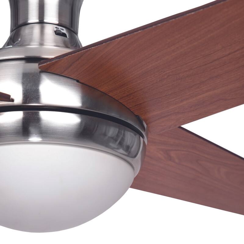 Taysom 52-Inch wide 4-Blade Indoor Ceiling Fan in Semi-Polished Nickel Finish with 2-Light Lighting Kit and Remote Control