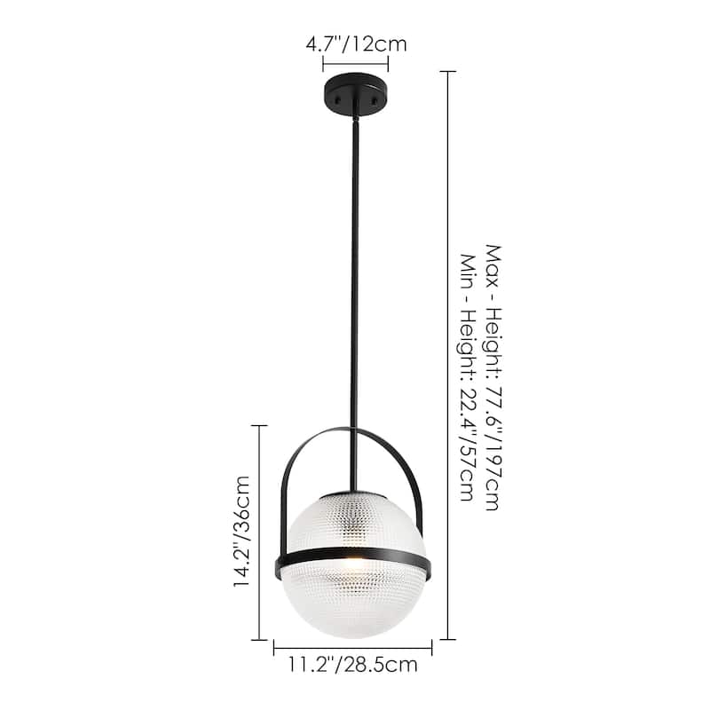 1-Light Modern Minimalist Matte Black/Gold Clear Glass Pendant Light