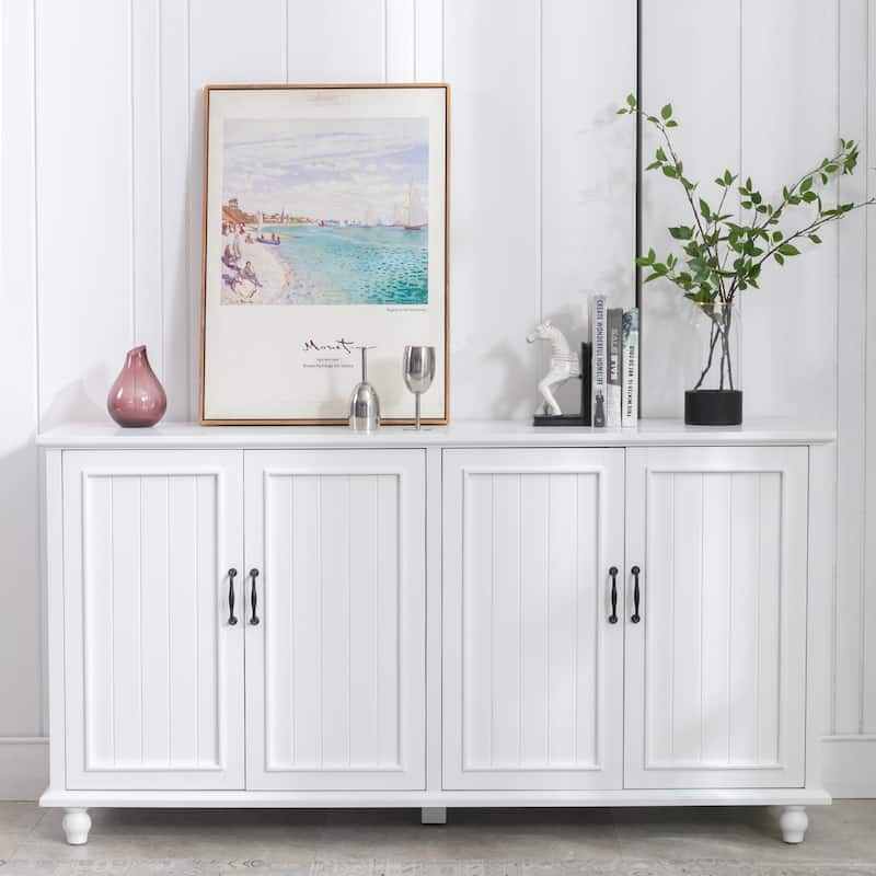Kitchen Sideboard Coffee Bar Cabinet Accent Storage Cabinet - White