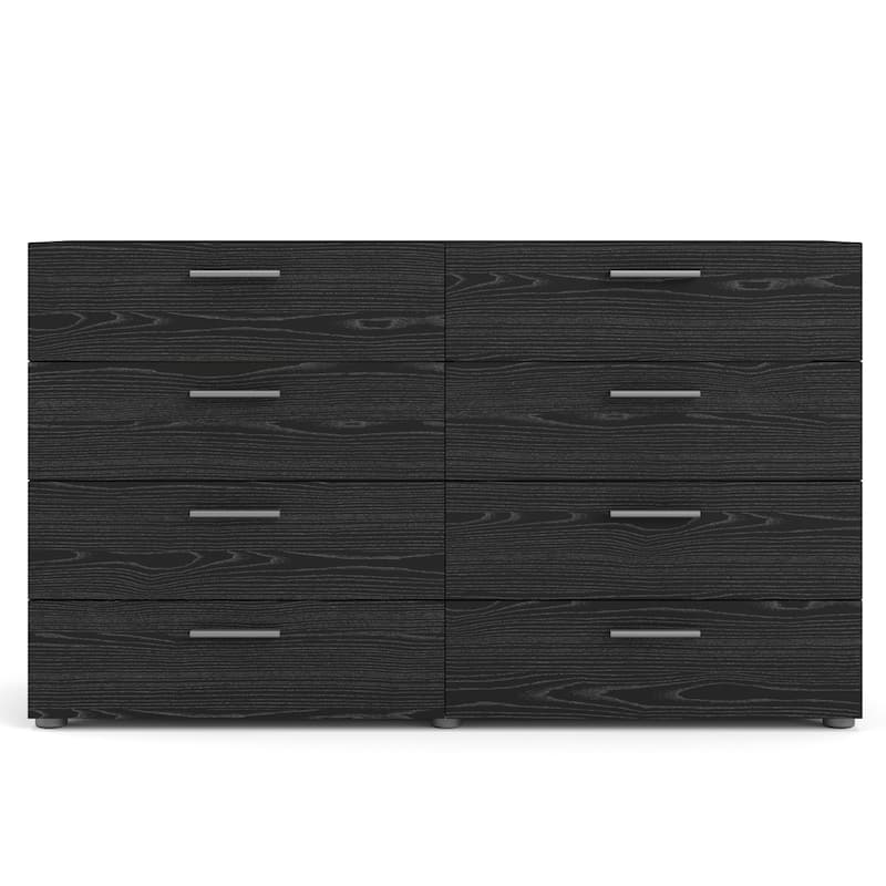 8 Drawer Dresser Double Dresser Black Woodgrain Modern Storage Chest