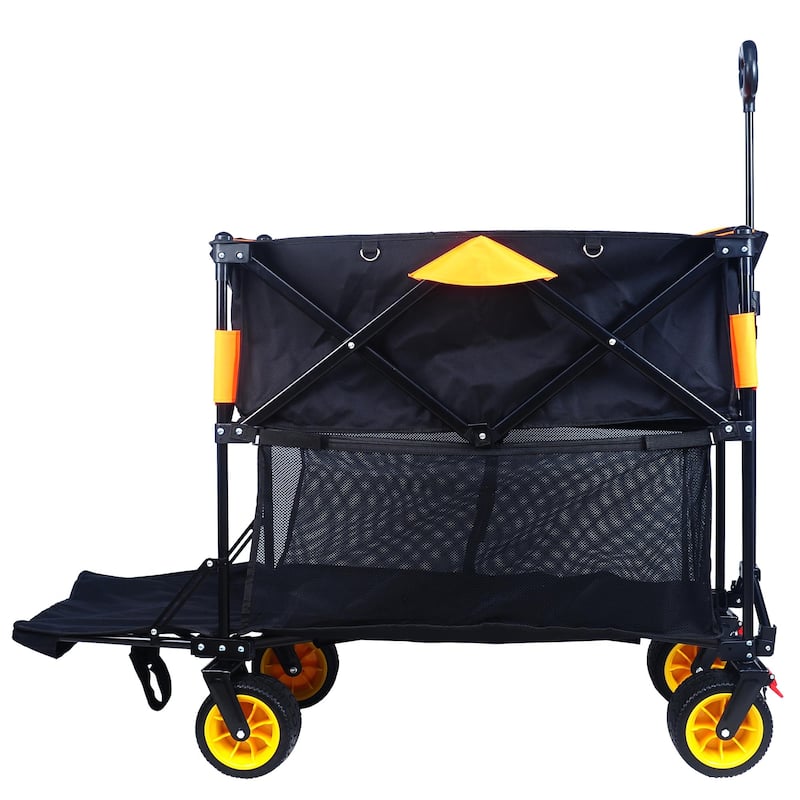 Extra Long Extender Folding Wagon Cart, Garden Shopping Beach Cart