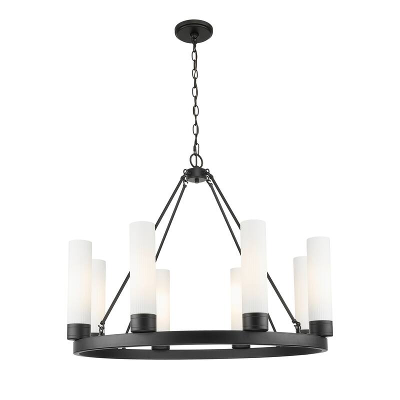 Innovations Lighting Downtown Urban - Boreas - 6 Light 36" Chandelier with 11" Shades - Striped White/Matte Black