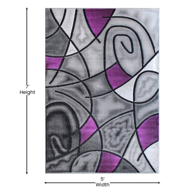 Modern Olefin Accent Area Rug - Abstract Pattern