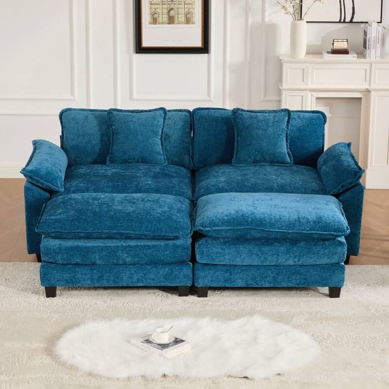 Modern Sectional Couch, for Living Room Bedroom and Apartment, Comfy Double Layer Upholstered Seat Cushion