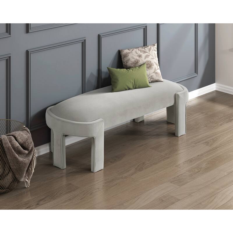 Stylish Upholstered Bench Green Velvet Fabric Foam Cushioned Seat Luxurious Comfort Home Furniture 1pc