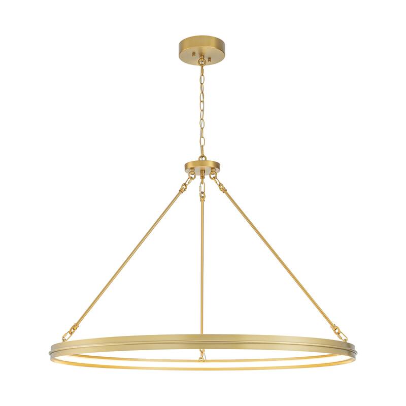 38.1" Modern Black/Gold Integrated LED Large Wagon Wheel Chandelier