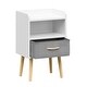 preview thumbnail 15 of 38, Kids Wood Side Table Nightstand With Fabric Drawer and 2-Tier Shelf