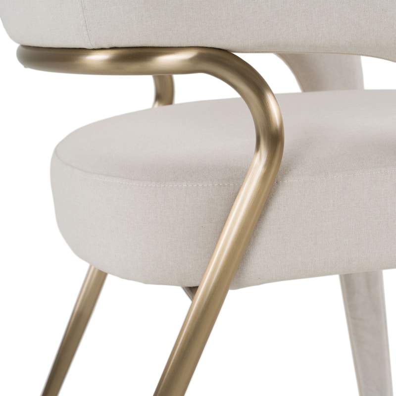 Elson Modern Off-White Fabric & Antique Brass Dining Chair