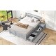 preview thumbnail 7 of 11, Full Size Pine Wooden Platform Kids Bed with Headboard,2-Removable Storage Drawers & 2-Bedside Tables, Easy to Assemble, Grey