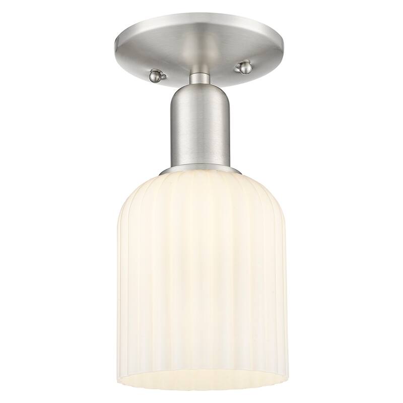 Innovations Lighting 716-1C-G559-5GWH Bridal Veil 5" Wide Semi-Flush - Brushed Satin Nickel