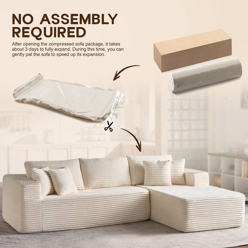 OVIOS All-Foam Plush L-Shaped Sofa​