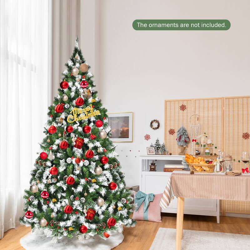 Gymax 6/7.5/9 FT Pre-lit Snow Sprayed Christmas Tree Artificial Xmas - See details