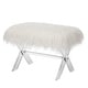 preview thumbnail 18 of 18, Glitzhome Modern Faux Fur Acrylic Accent Bench Ottoman