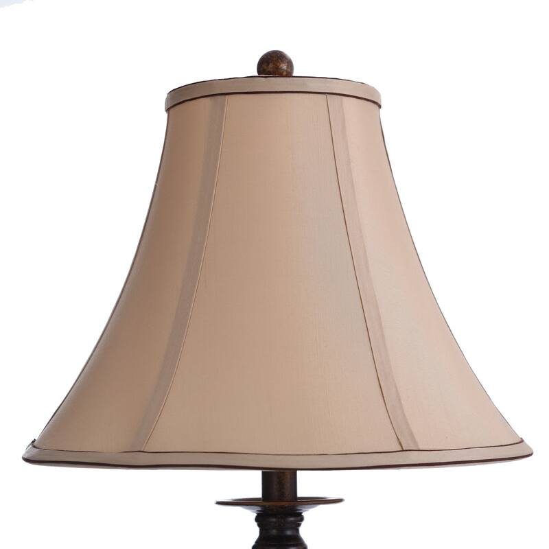 StyleCraft Barclay Brass Table and Floor Lamp Set - White Silk Shade (Set of 3)