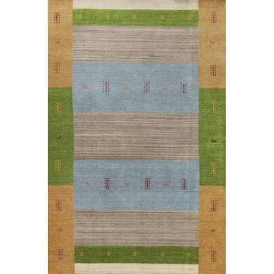 Hand Knotted Oriental 100% Wool Carpet Tribal Animal Pictorial Multi-Colored Gabbeh Area Rug - 9' 10'' X 6' 5''