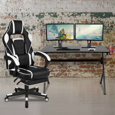 Gaming Desk Set - Cup/Headset Holder/Reclining & Footrest