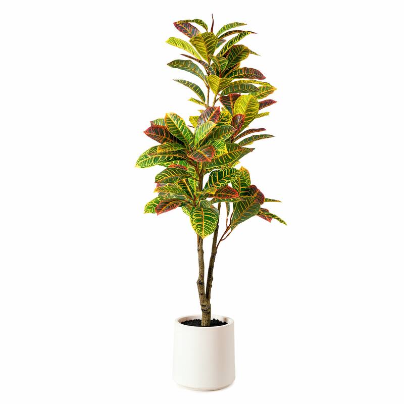 American Art Decor Artificial Faux Tree in White Tapered Ceramic Pot