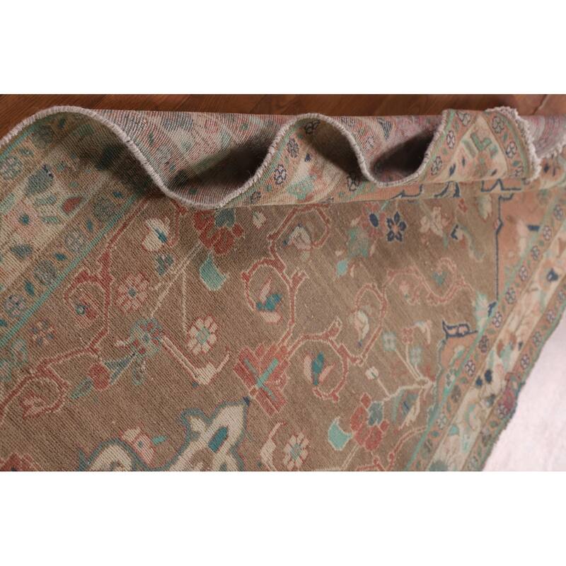 Brown Mahal Persian Vintage Runner Rug Handmade Wool Carpet - 3'4" x 9'3"