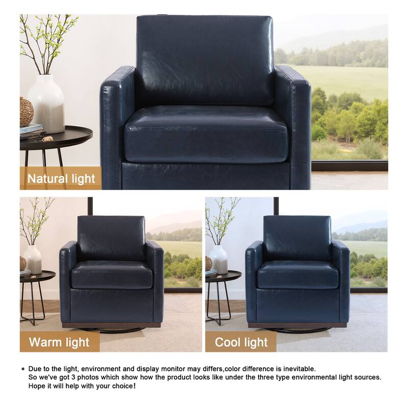 Chenille Leather Modern Swivel Accent Chair