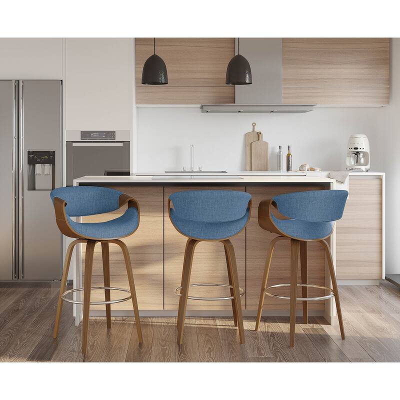 Carson Carrington Sauda 30" Fixed-Height Bar Stool with Bent Wood Legs and Round Footrest (Set of 2)