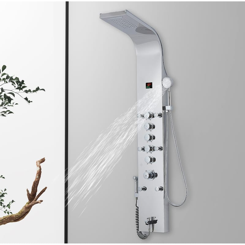 59 inch 3 LED light 5 function thermostatic shower panel