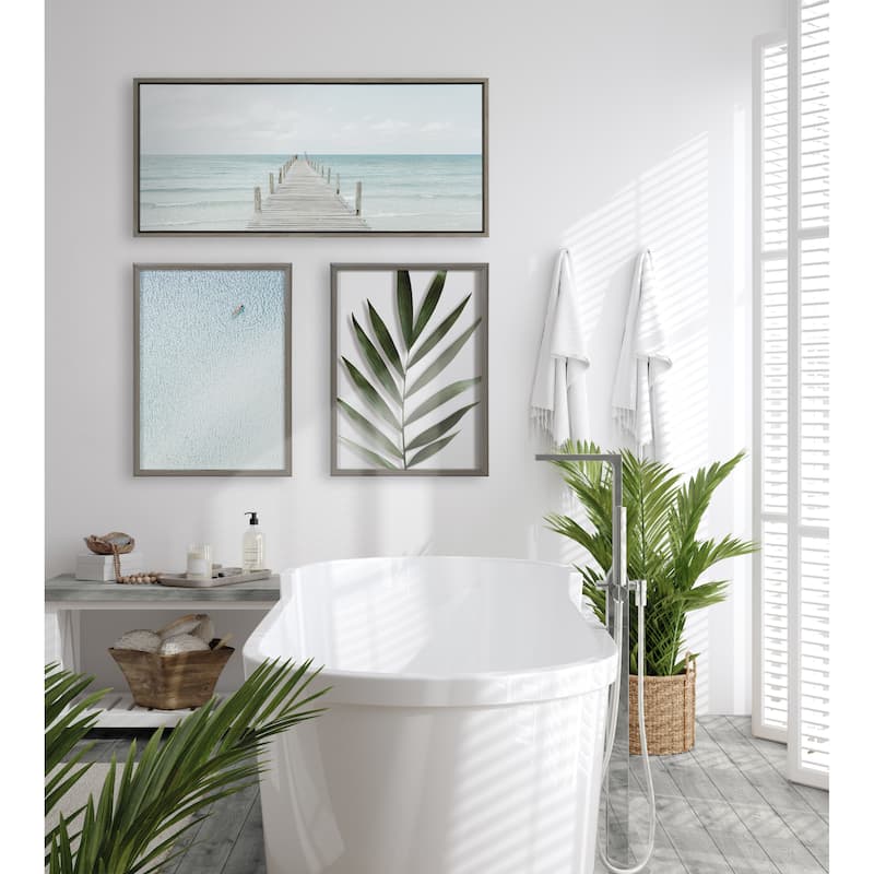 Kate and Laurel Sylvie Wooden Pier Beach Framed Canvas by Amy Peterson