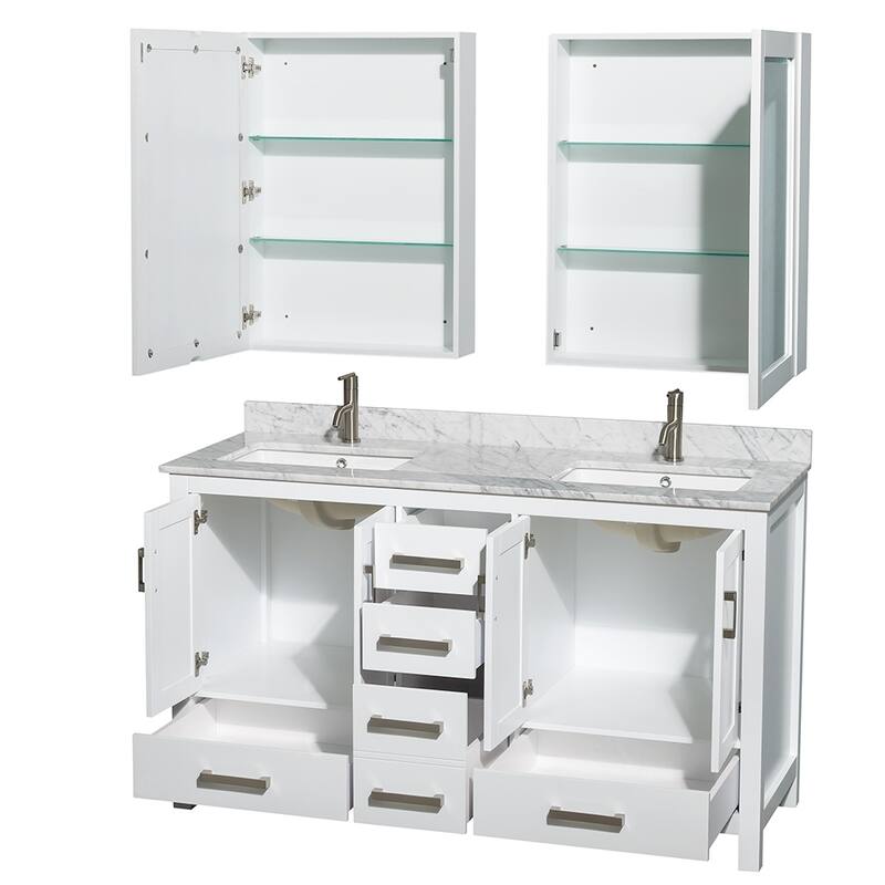 Wyndham Collection Sheffield Double Vanity Set, Medicine Cabinets