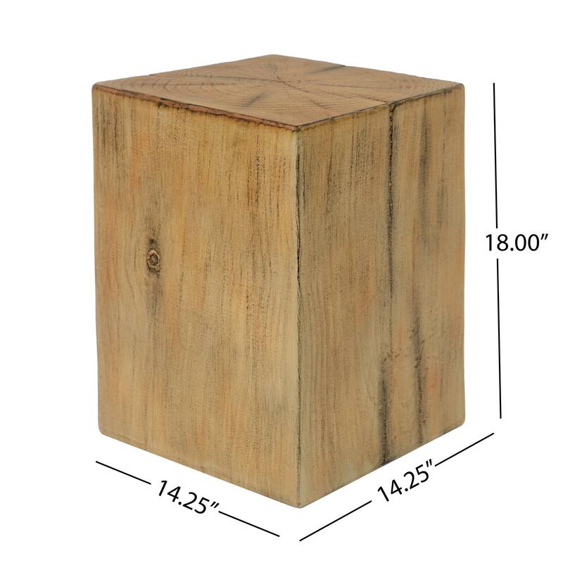 Distressed Wood-Effect End Table • Square Column Design in Multi-Height Set • Weather-Resistant for Indoor & Outdoor Decor
