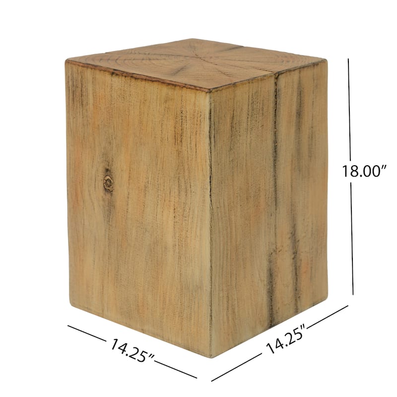 Roomfitters 18" Square-Column MGO End Table, Distressed Wood-Look Pedestal for Indoor/Outdoor Use