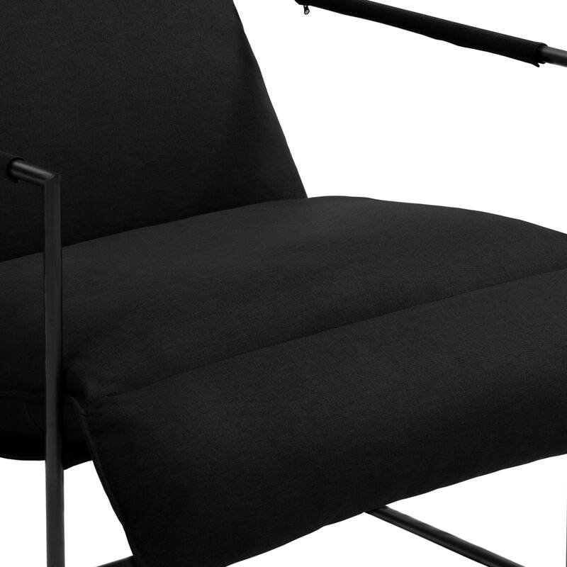 Mid-century Metal Sling Upholstered Armchair with Lengthen Upholstered
