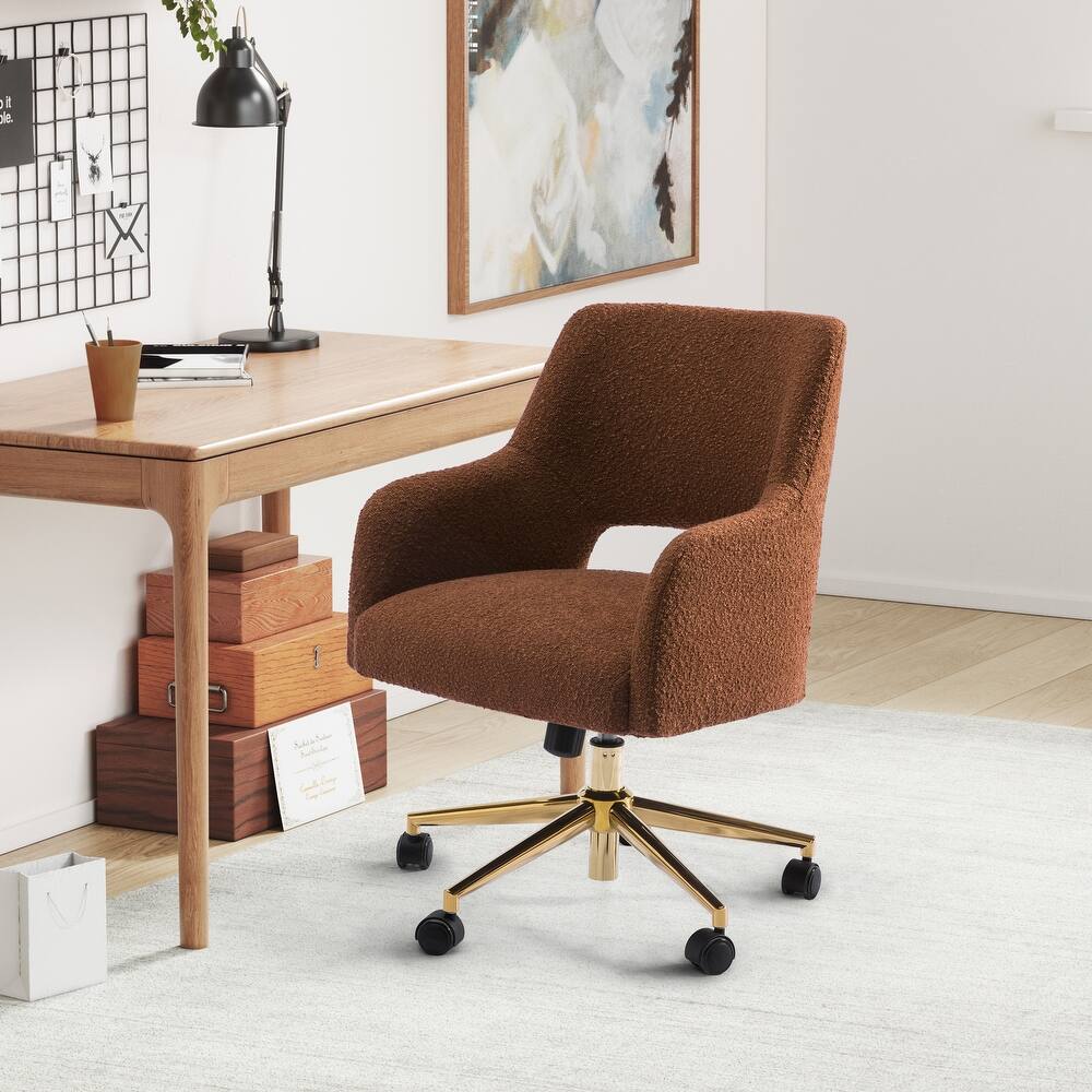 Boucle Upholstered Office/ Desk Chair - Swivel/ Adjustable Height