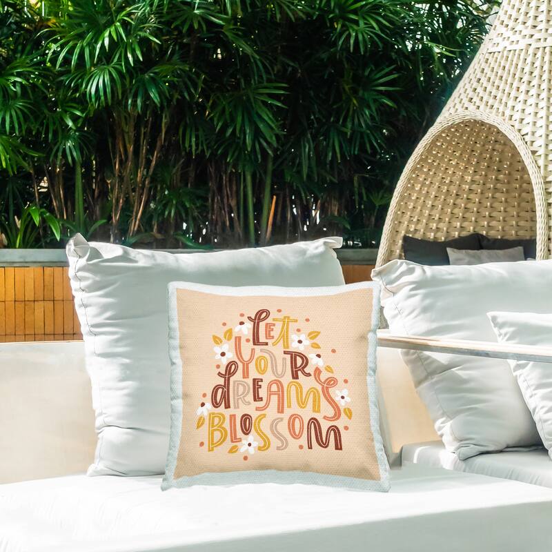 Stupell Earthy Let Your Dreams Blossom Printed Outdoor Throw Pillow Design by Sarah Hickman